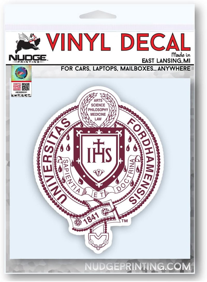 Nudge Printing Fordham University Rams Academic Seal Crest Maroon White Weatherproof Vinyl Sticker Car Decal from - Image 2